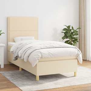 Box spring postel s matrací krémová 90x190 cm textil - obrázek 1