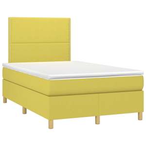 vidaXL Lova su spyruoklėmis ir čiužiniu, žalia, 120x200 cm, audinys