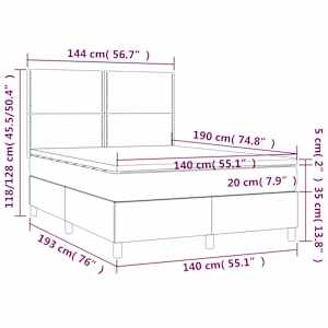 Box spring posteljni z vzmetnico svetlo siv 140x190 cm blago - slika 6