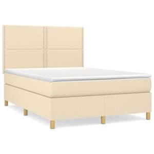 Box spring postel s matrací krémová 140x190 cm textil - obrázek 2