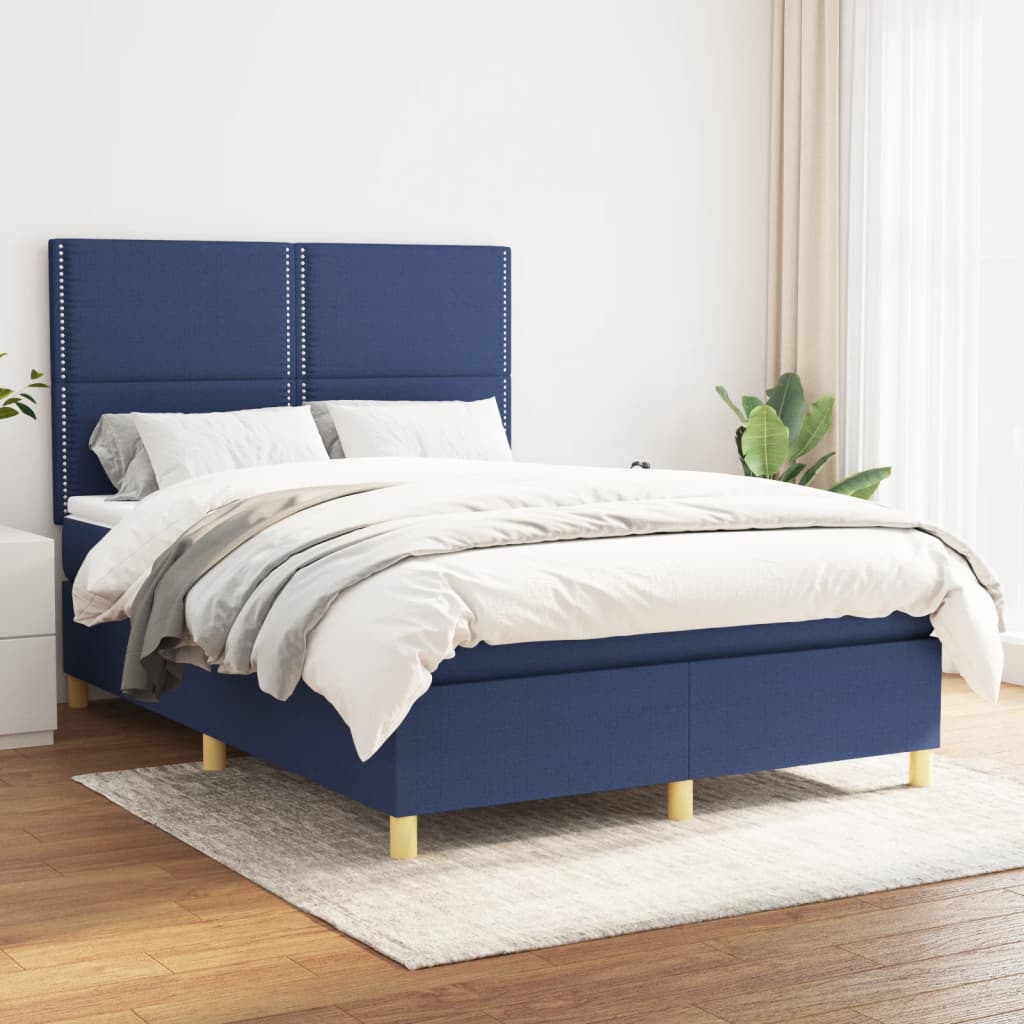  ΚΡΕΒΑΤΙ BOXSPRING ΜΕ ΣΤΡΩΜΑ ΜΠΛΕ 140X190 ΕΚ. ΥΦΑΣΜΑΤΙΝΟ V-3142255