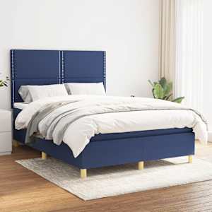 Box spring postel s matrací modrá 140x190 cm textil - obrázek 1