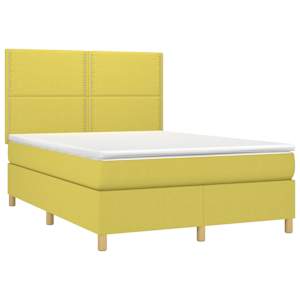 vidaXL Κρεβάτι Boxspring με Στρώμα Πράσινο 140x190 εκ. Υφασμάτινο