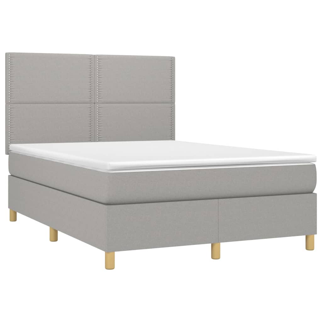 Thumbnail - vidaXL Boxspringbett mit Matratze Hellgrau 140x200 cm Stoff