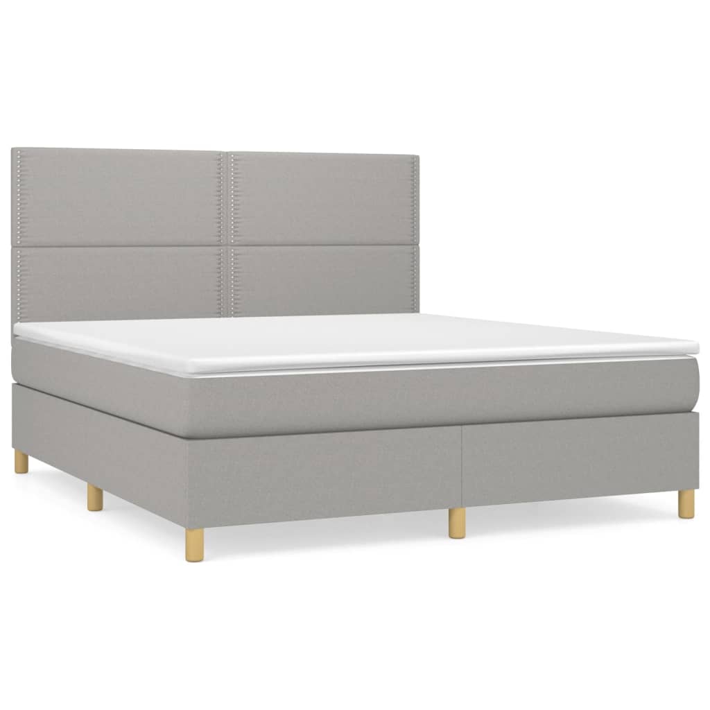 vidaXL Box spring postelja z vzmetnico svetlo siva 160x200 cm žamet