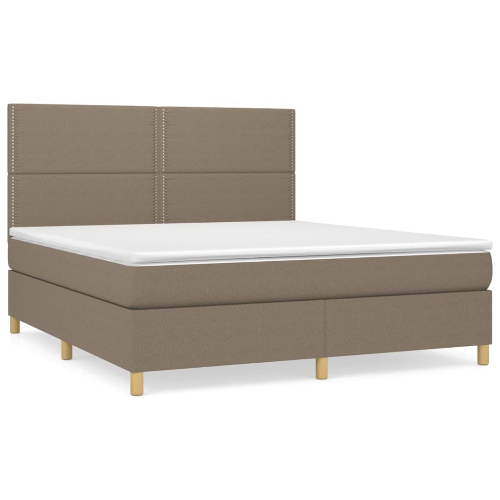 vidaXL Box spring postelja z vzmetnico taupe 160x200 cm blago