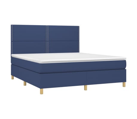 vidaXL Boxspring met matras stof blauw 160x200 cm