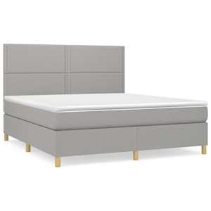 Box spring postel s matrací světle šedá 180 x 200 cm textil - obrázek 2