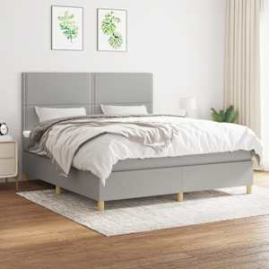 Box spring postel s matrací světle šedá 180 x 200 cm textil - obrázek 1