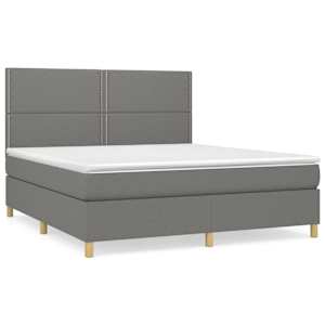 Box spring postel s matrací tmavě šedá 180x200 cm textil - obrázek 2