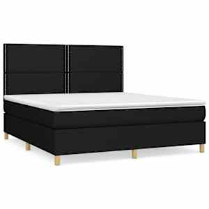 Box spring postel s matrací černá 180x200 cm textil - obrázek 2
