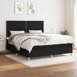 Box spring postel s matrací černá 180x200 cm textil - obrázek 1