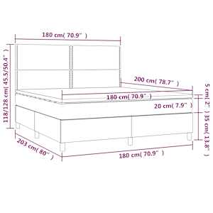 Box spring postel s matrací tmavě hnědá 180x200 cm textil - obrázek 6