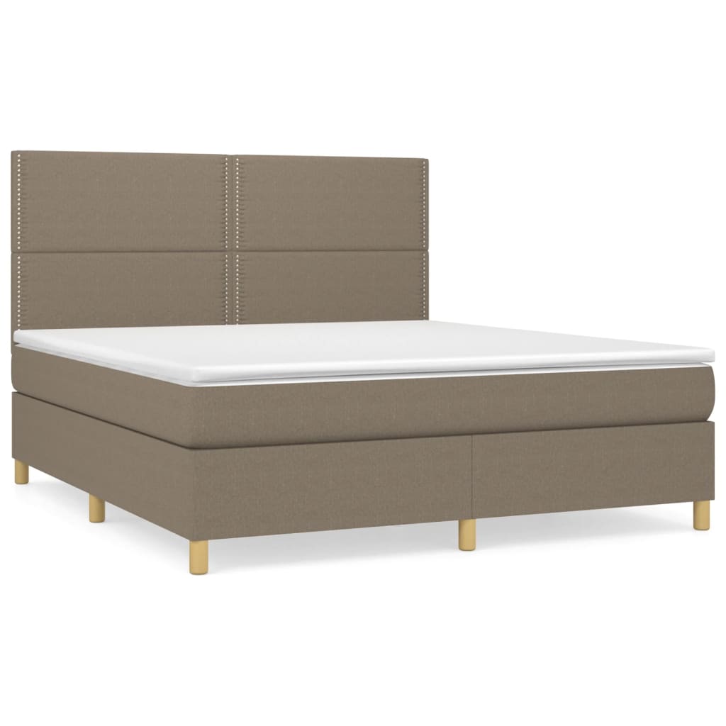 vidaXL Box spring postelja z vzmetnico taupe 180x200 cm blago