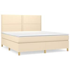Box spring postel s matrací krémová 180x200 cm textil - obrázek 2