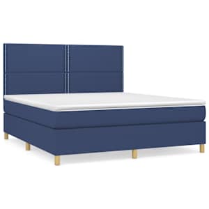 Box spring postelja z vzmetnico modra 180x200 cm blago - slika 2