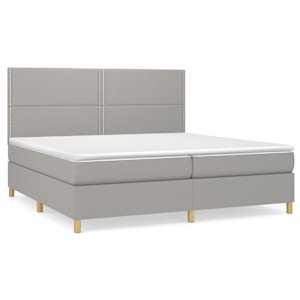Box spring postel s matrací světle šedá 200 x 200 cm textil - obrázek 2