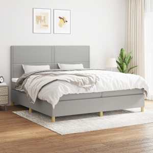 Box spring postel s matrací světle šedá 200 x 200 cm textil - obrázek 1