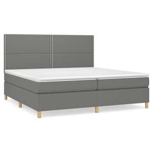 Box spring postelja z vzmetnico temno siva 200x200 cm blago - slika 2