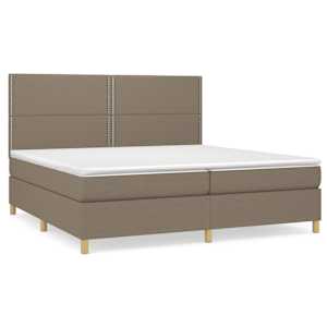 Box spring postelja z vzmetnico taupe 200x200 cm blago - slika 2