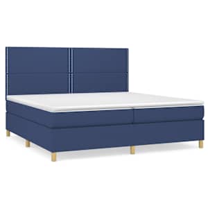 Box spring postel s matrací modrá 200x200 cm textil - obrázek 2