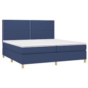 Box spring postel s matrací modrá 200x200 cm textil - obrázek 3