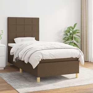 Box spring postel s matrací tmavě hnědá 80x200 cm textil - obrázek 1