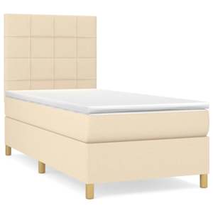 Box spring postel s matrací krémová 80 x 200 cm textil - obrázek 2