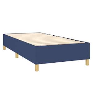 Box spring postelja z vzmetnico moder 90x190 cm blago - slika 4