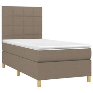 Box spring postelja z vzmetnico taupe 90x200 cm blago - slika 3