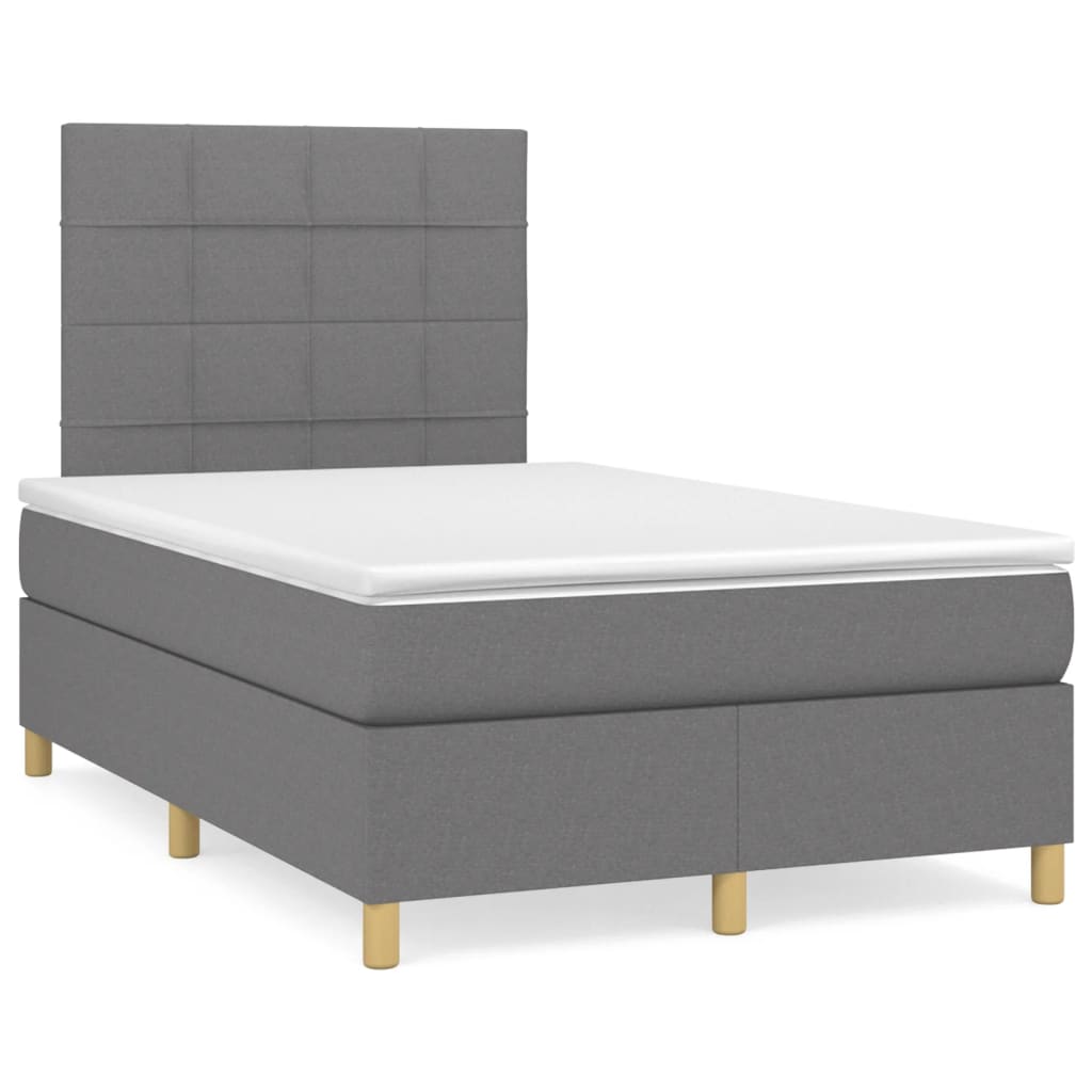 vidaXL Boxspring met matras stof donkergrijs 120x200 cm