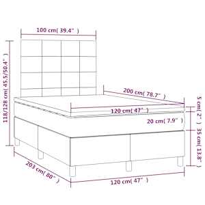 Box spring postelja z vzmetnico temno siva 120x200 cm blago - slika 6
