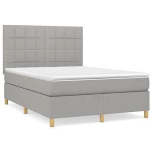 Box spring postel s matrací světle šedá 140 x 200 cm textil - obrázek 2