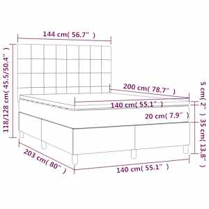 Box spring postel s matrací světle šedá 140 x 200 cm textil - obrázek 6