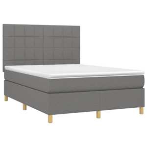 Box spring postel s matrací tmavě šedá 140x200 cm textil - obrázek 3
