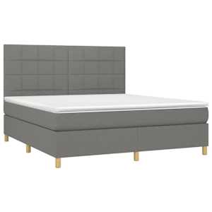 Box spring postelja z vzmetnico temno siva 160x200 cm blago - slika 3
