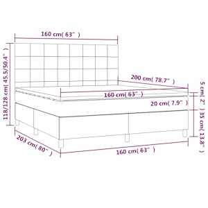 Box spring postelja z vzmetnico temno siva 160x200 cm blago - slika 6