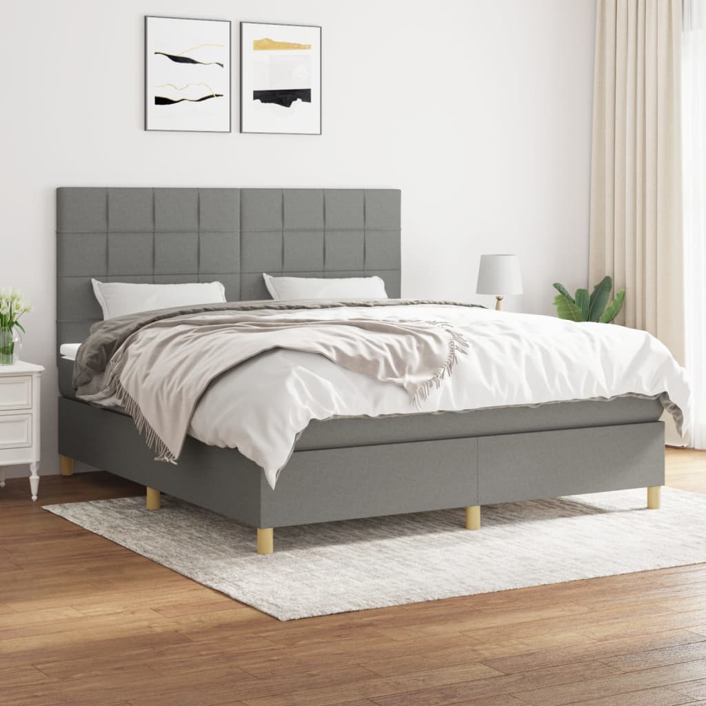  ΚΡΕΒΑΤΙ BOXSPRING ΜΕ ΣΤΡΩΜΑ ΣΚΟΥΡΟ ΓΚΡΙ 160X200 ΕΚ ΥΦΑΣΜΑΤΙΝΟ V-3142346