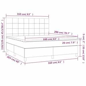 Box spring postel s matrací tmavě hnědá 160x200 cm textil - obrázek 6