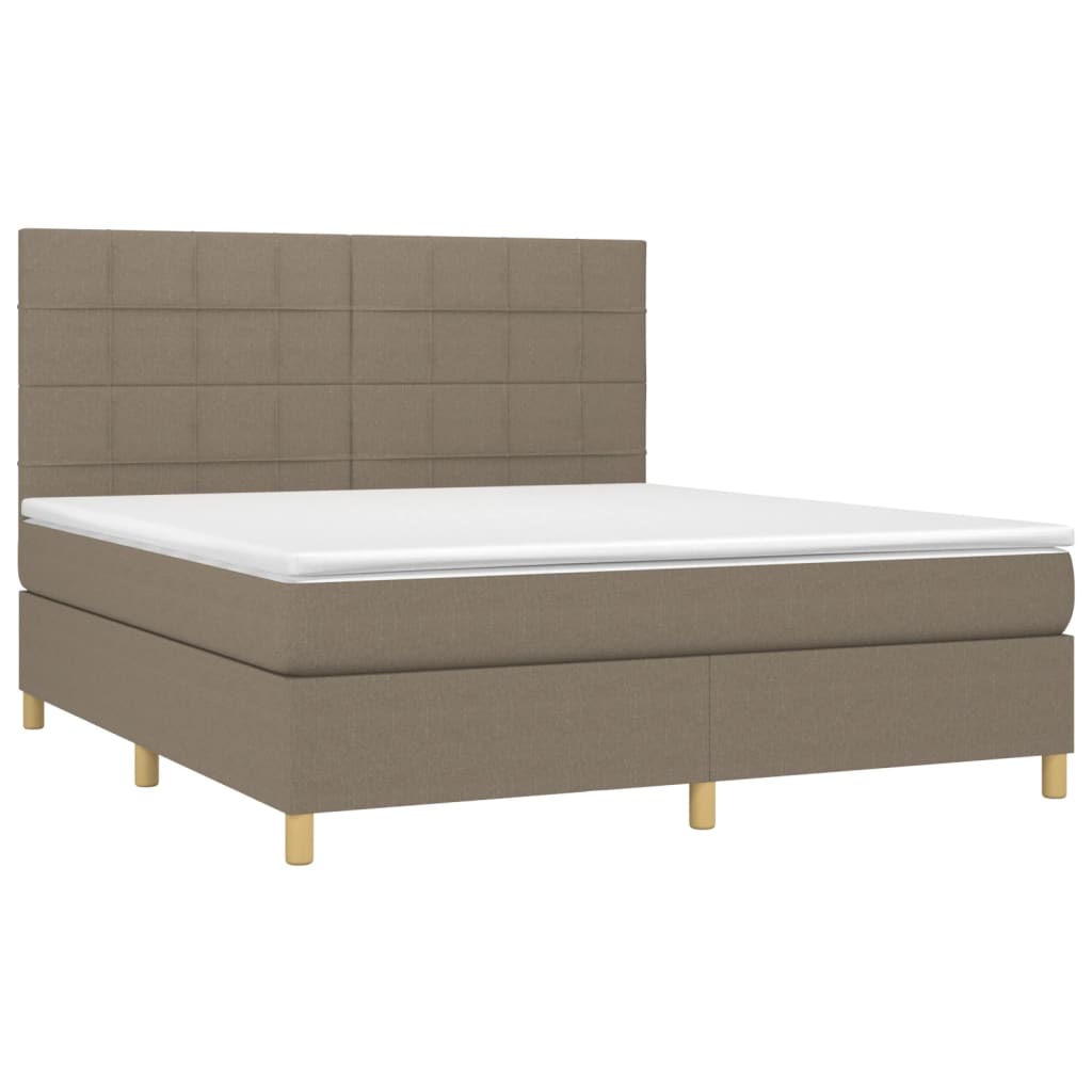 vidaXL Boxspringbett mit Matratze Taupe 160x200 cm Stoff