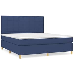 Box spring postelja z vzmetnico modra 160x200 cm blago - slika 2