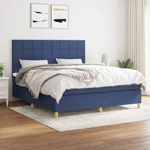 Box spring postel s matrací modrá 160x200 cm textil - obrázek 1