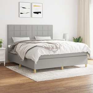 Box spring postel s matrací světle šedá 180 x 200 cm textil - obrázek 1