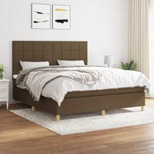 Box spring postel s matrací tmavě hnědá 180x200 cm textil - obrázek 1