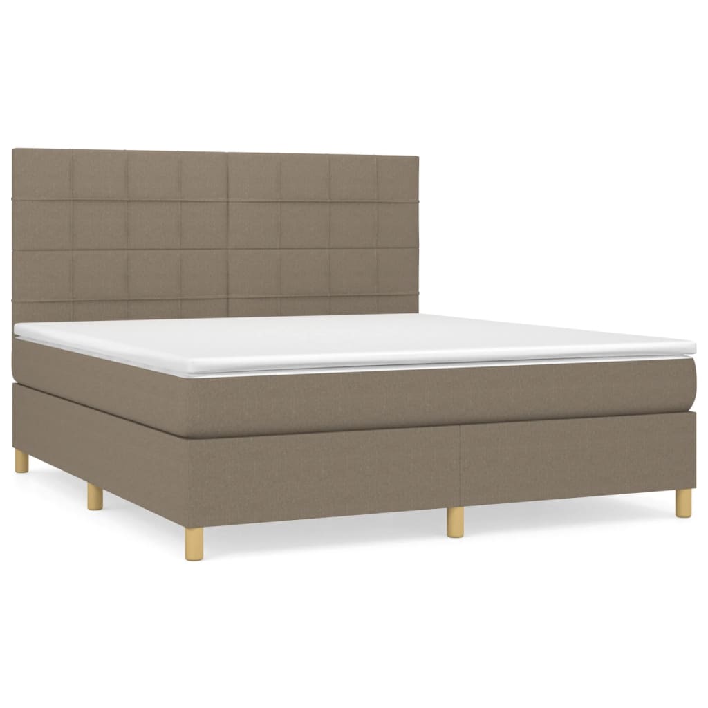 vidaXL Box spring postelja z vzmetnico taupe 180x200 cm blago