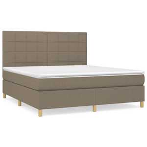 Box spring postelja z vzmetnico taupe 180x200 cm blago - slika 2