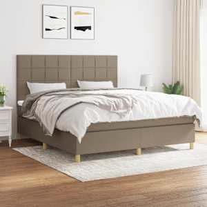 Box spring postel s matrací taupe 180x200 cm textil - obrázek 1