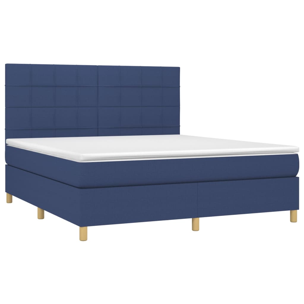 vidaXL Boxspring met matras stof blauw 180x200 cm afbeelding