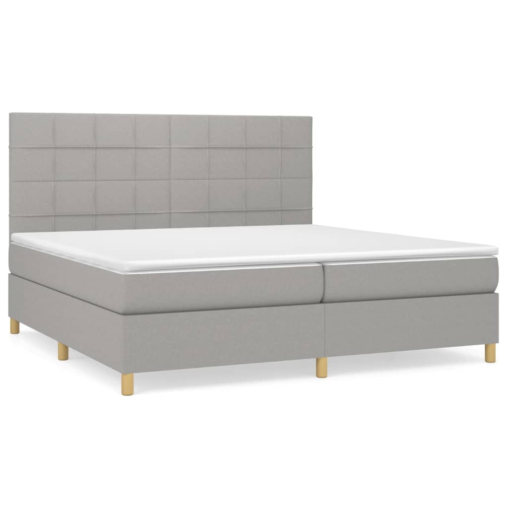 vidaXL Box spring postelja z vzmetnico svetlo siva 200x200 cm blago