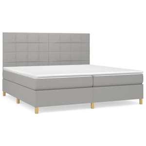 Box spring postel s matrací světle šedá 200 x 200 cm textil - obrázek 2